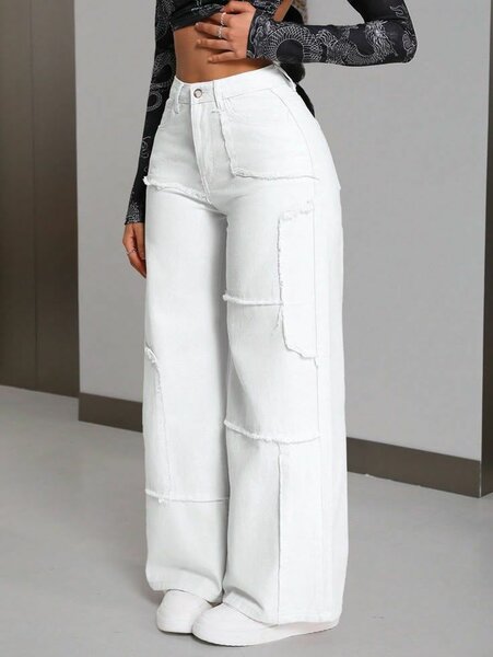 Jean large blanc tendance