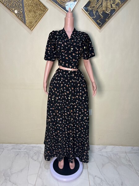 Flared skirt and top set