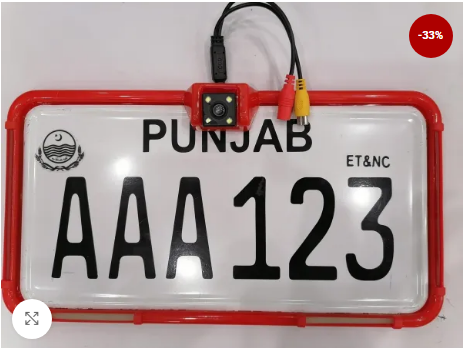 1pc Car Number Plate Frame with Neon Lights & HD Camera in Red Color