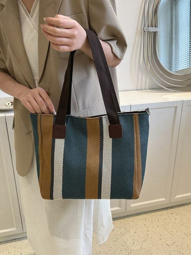Sac bandoulière rayé tendance
