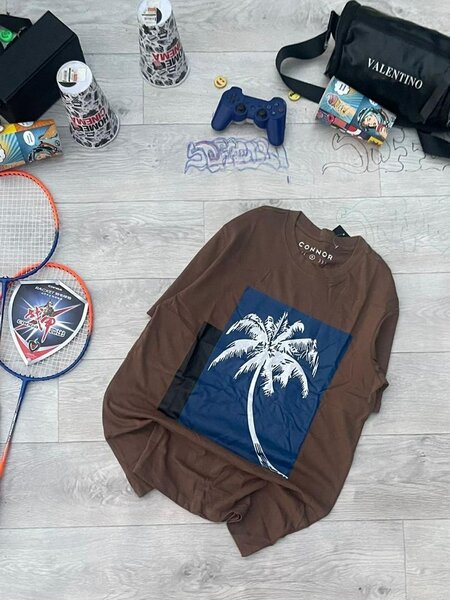 T-shirt palmier marron