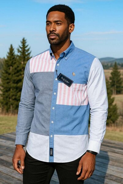 Chemise Homme Patchwork Élégante