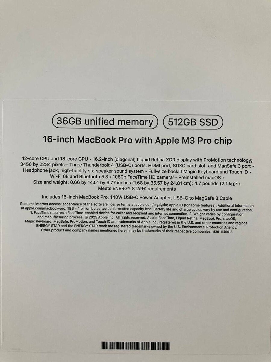 Apple Macbook Pro 16" M3 Pro
