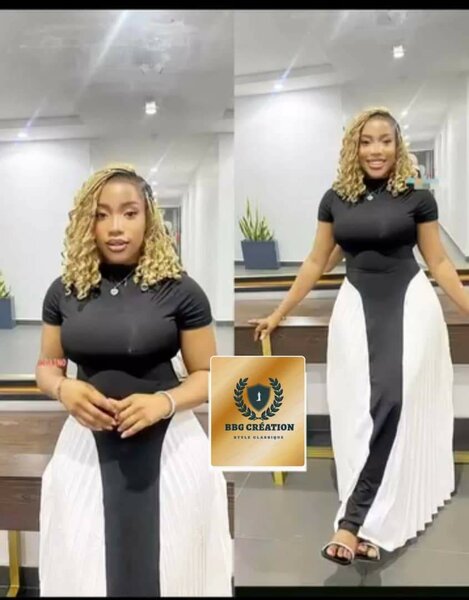 Robe longue élégante bicolore