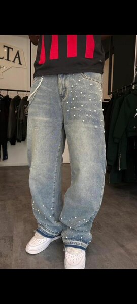 Jean large avec strass