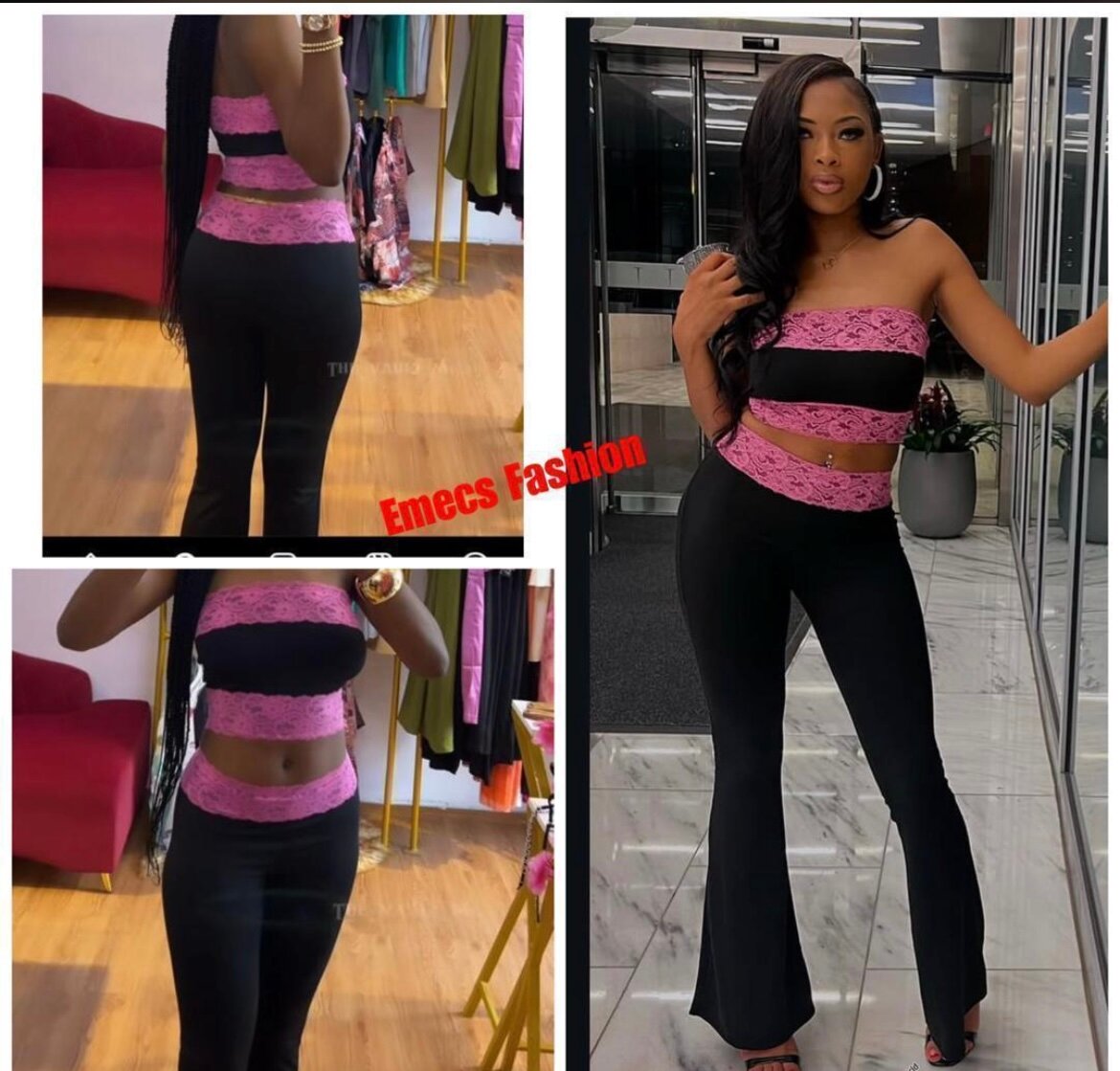 Robe bandage noire et rose