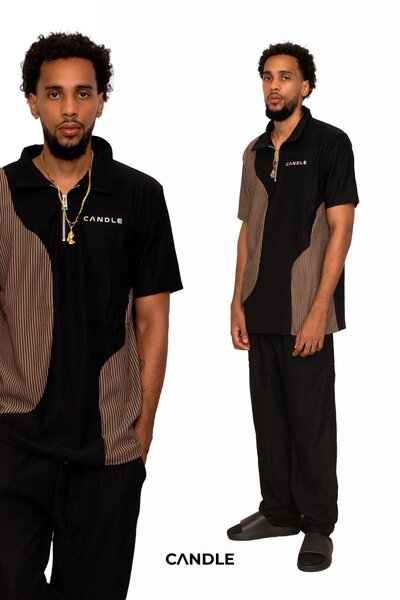 Polo bicolore homme à manches courtes