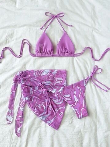 Bikini avec paréo tropical