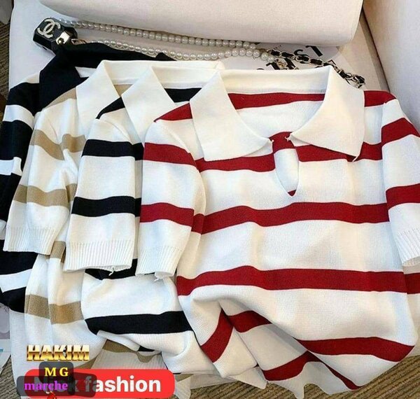 Polo rayé en coton pour femmes