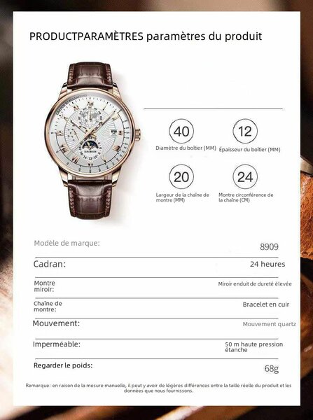 Montre étanche luxe 50m