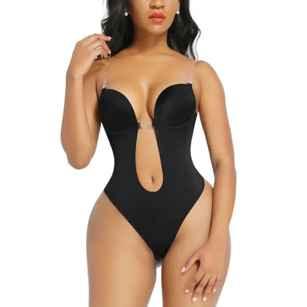 (M-2xL) Bodysuit Strap sleeve trimmer thong body shaper
