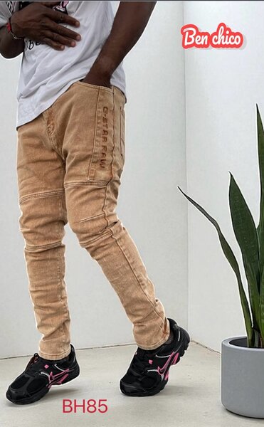 Pantalon slim beige homme
