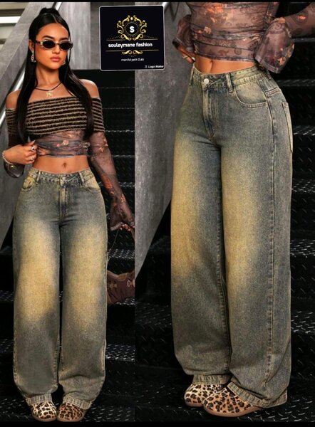 Jeans larges taille haute