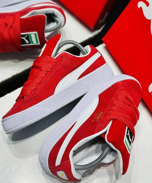 Baskets rouges en daim unisexes