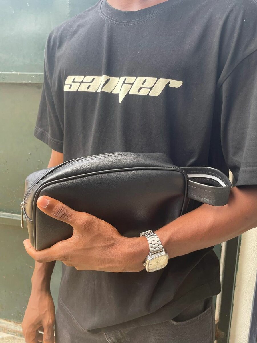 Sacoche Bandoulière en Cuir Noir