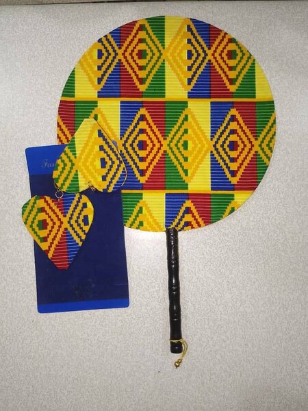 African Print earrings and fans