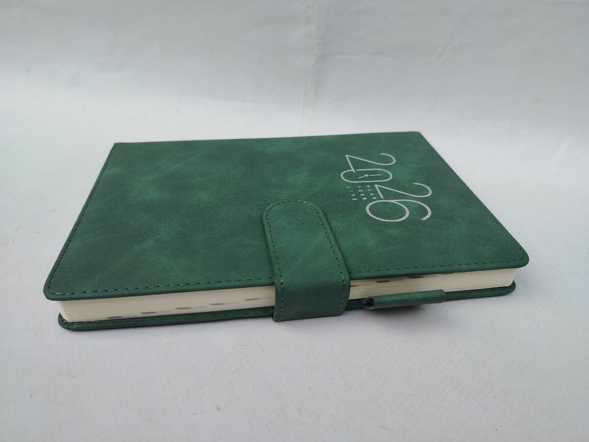Agenda 2026 en cuir vert