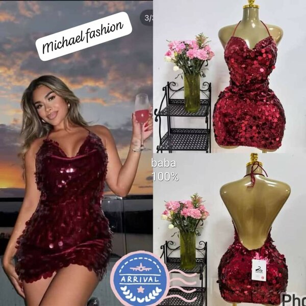 Robe Cocktail Paillettes Rouge