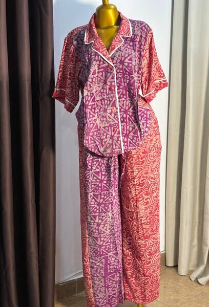 Ensemble femme veste et pantalon wax rose/violet