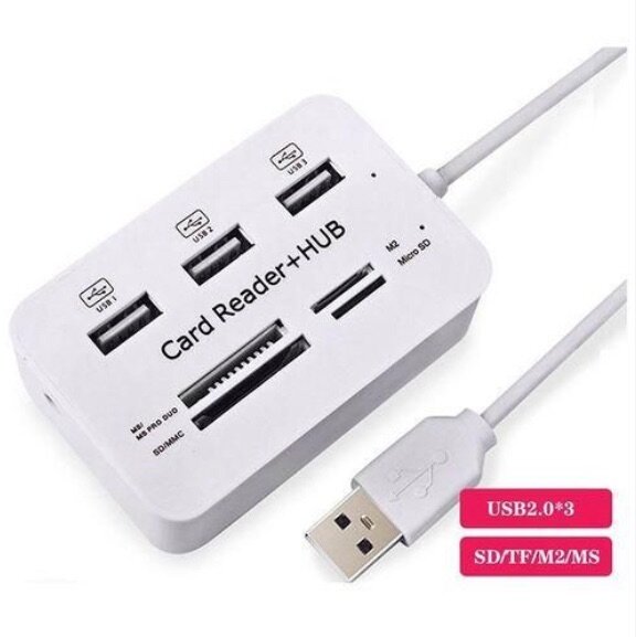 3 Port - Usb Hub-2.0 Splitter Combo Card Reader