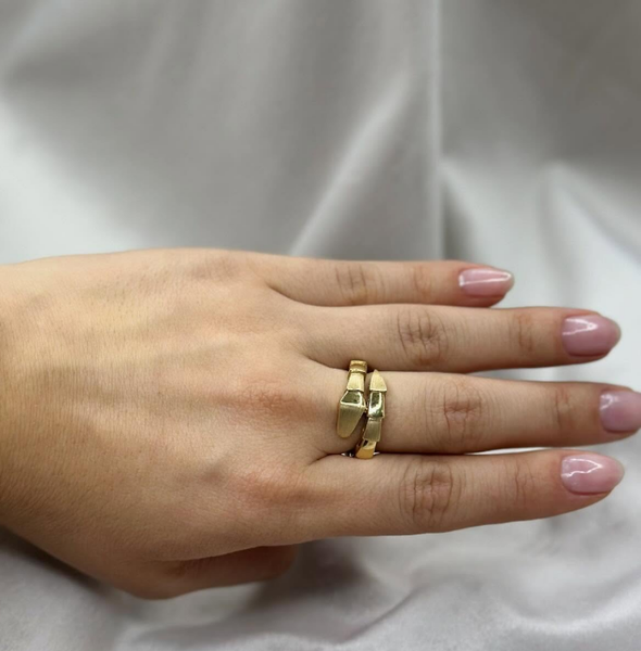 Кольцо Serpenti Viper из желтого золота 14 карат под BVLGARI с полу матовым покрытием✨