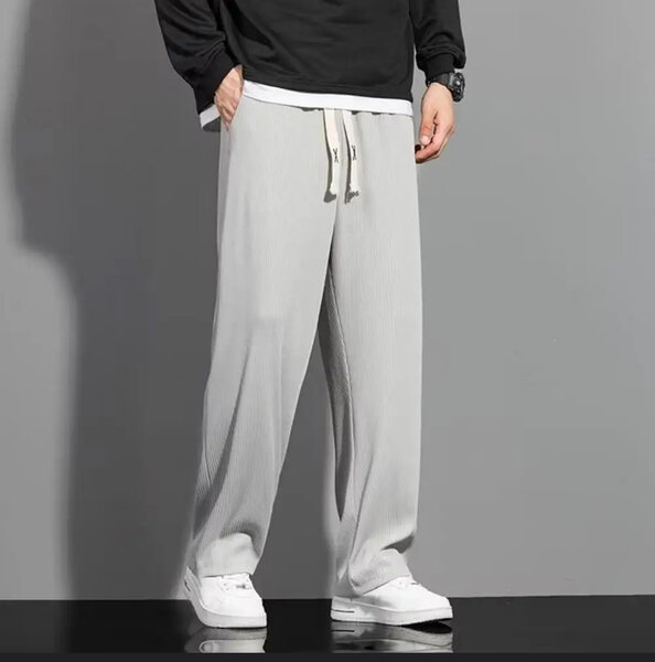 Pantalon gris ample homme
