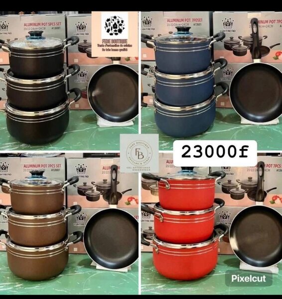 Ensemble de casseroles en aluminium 7 pièces