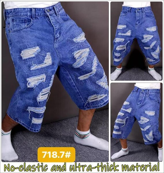 Bermuda en denim déchiré