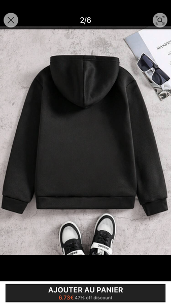 Sweat à Capuche Noir Unisexe