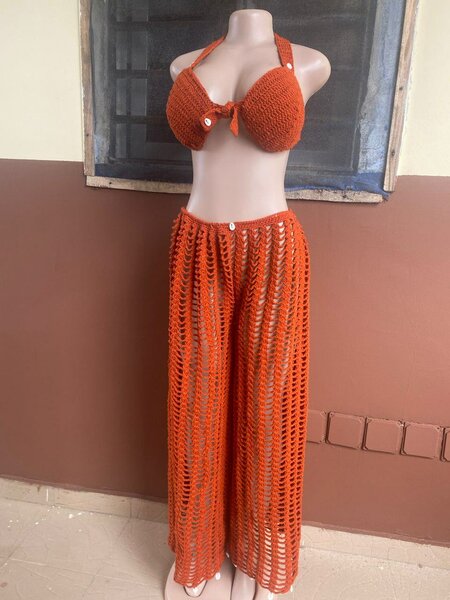 Ensemblecrochet orange élégant
