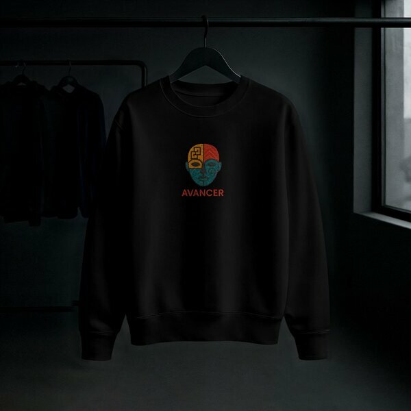 Sweat-shirt noir AVANCER visage petit