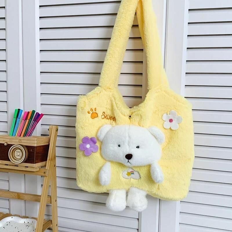 Sac peluche ours jaune doux
