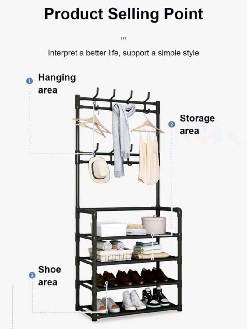 Porte-manteau avec étagères