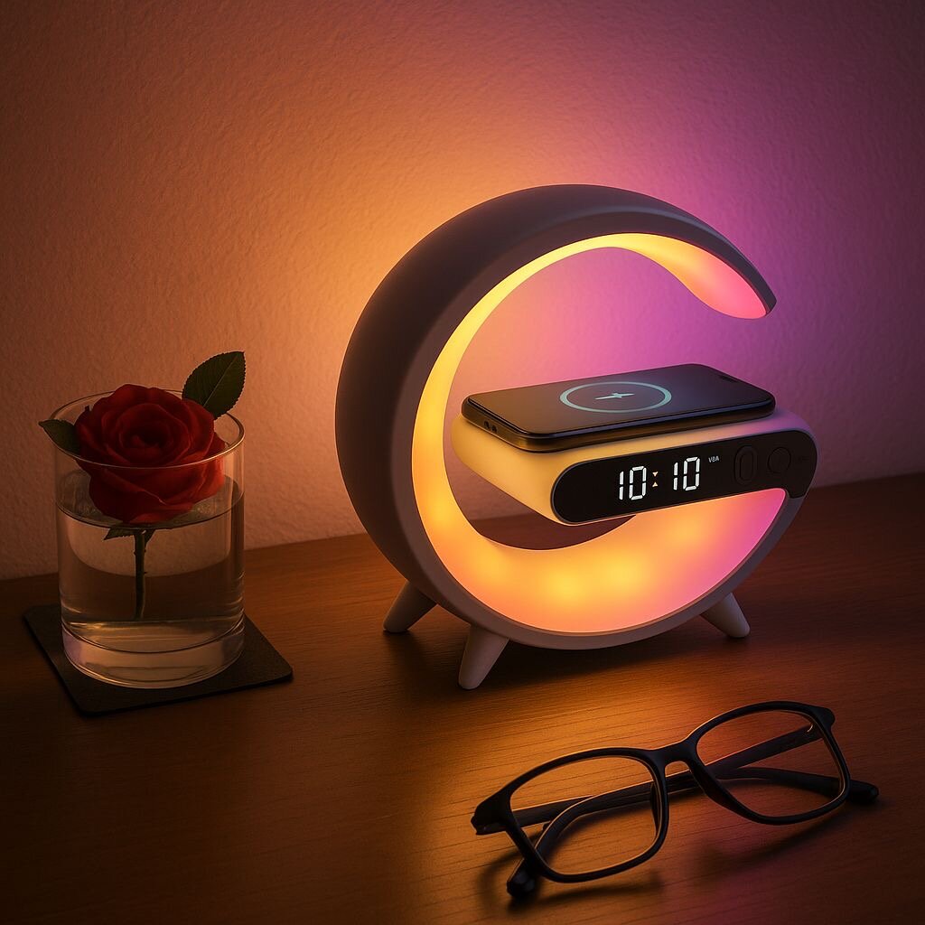LED Alarm Clock with Wireless Charger
