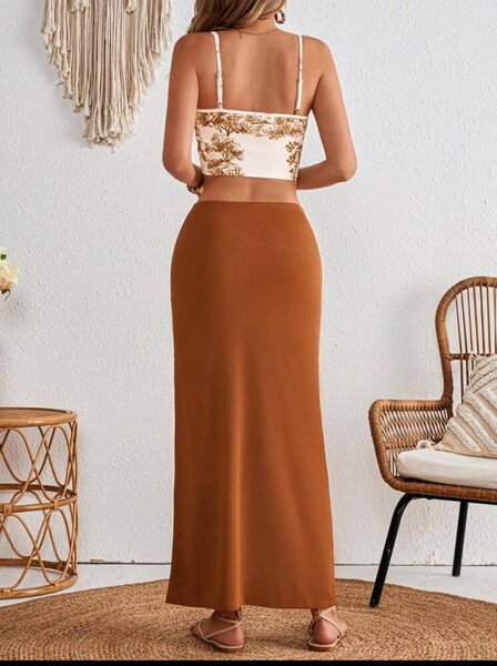 Robe longue boho chic à fente