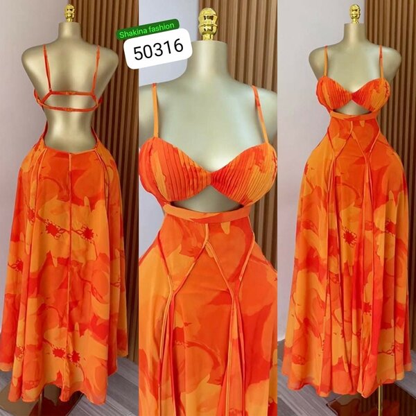 Robe longue orange élégante