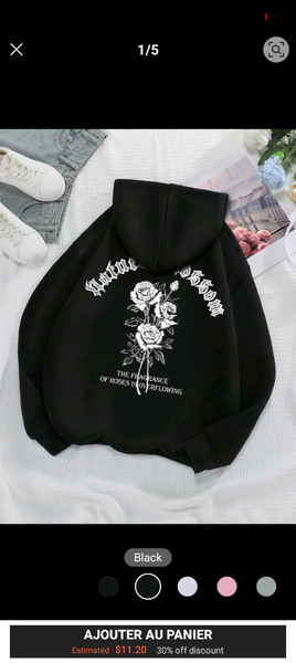 Sweat à Capuche Noir Motif