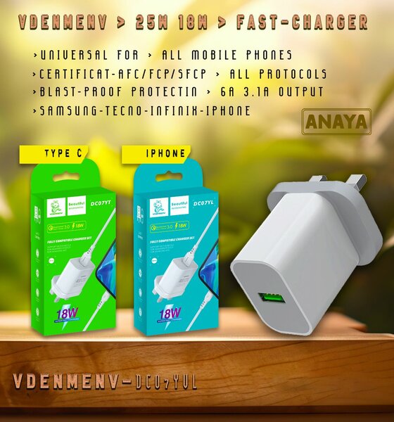 18W Super Fast Charger 30 minutes 60% charge