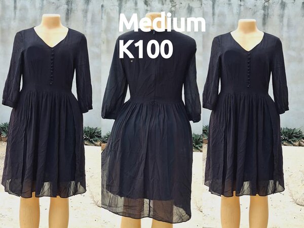 Beautiful and high-quality women's dress made of salaula silk black