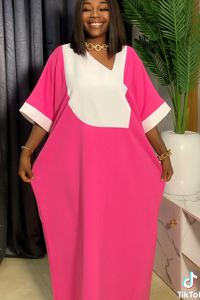 Robe longue colorblock