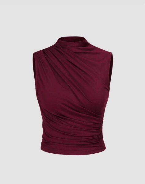 Top sans manches drapé femme