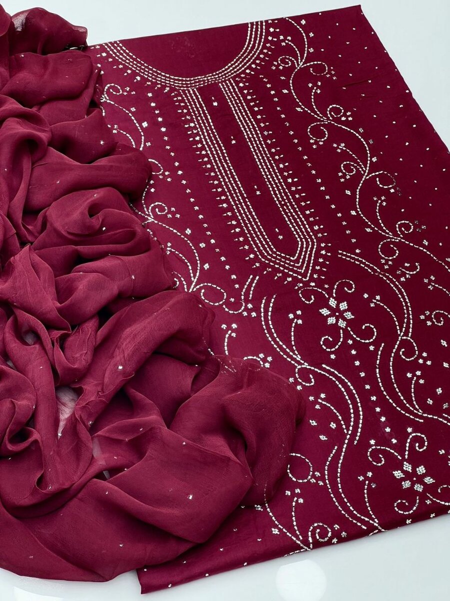 Gtm lawn Mukesh work 3 pc,