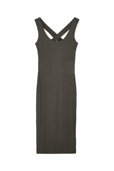 Grey Rib Midi Dress