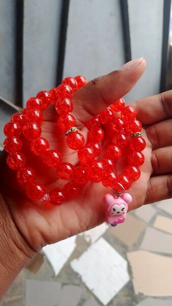 Bracelet Perles Rouges Enfant