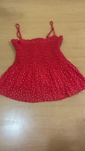 RED CHIFFON TOP ( UK 6-8)  NEW