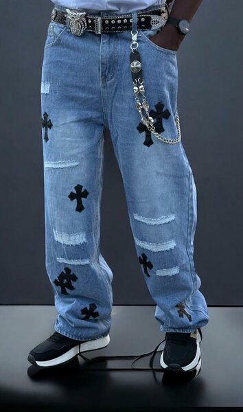 Jean baggy à motifs croix