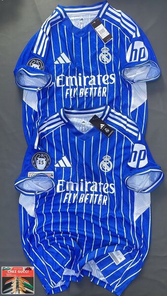 Maillot de Football Bleu Rayé