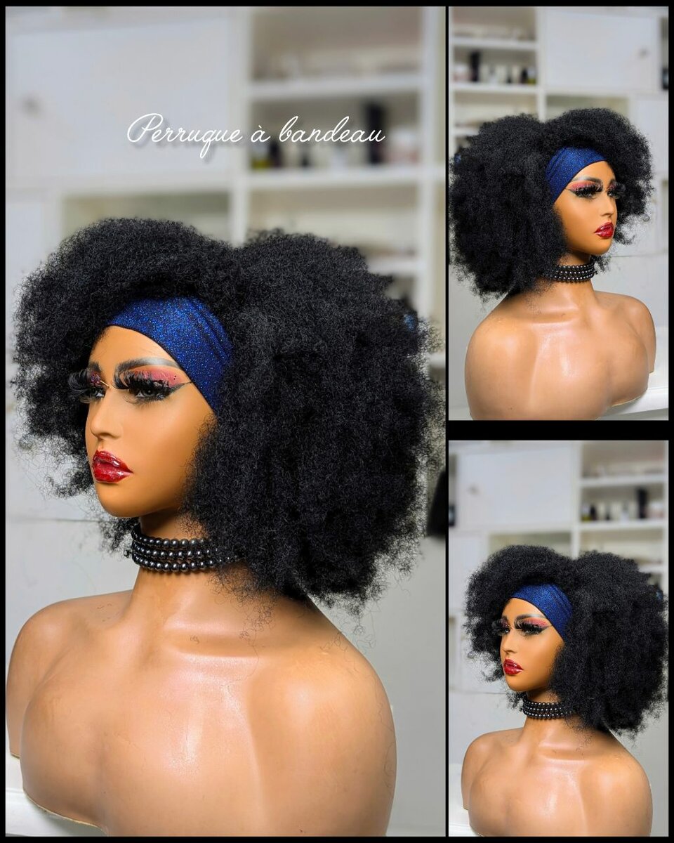 Perruque à bandeaux Afro