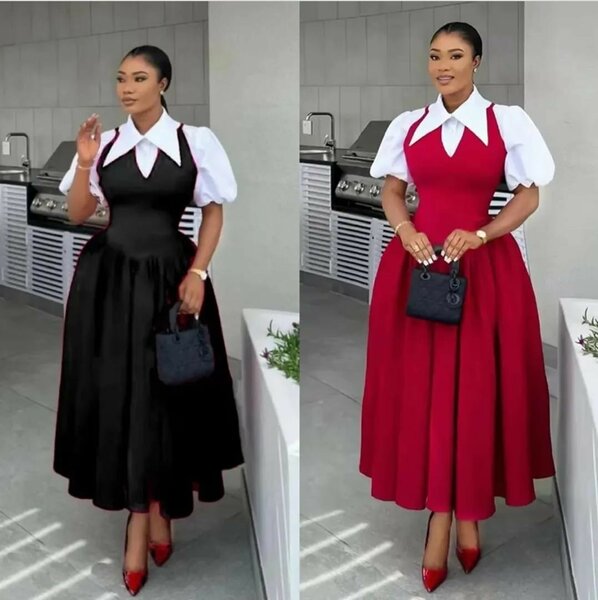 Robe Élégante Col Claudine Femme