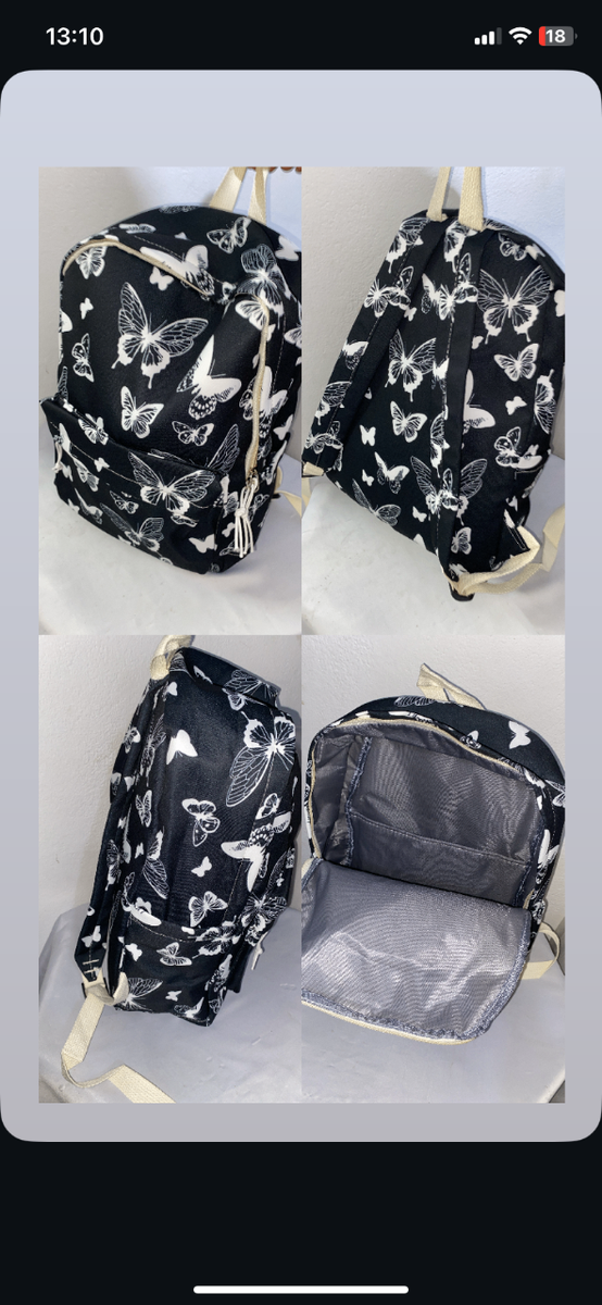 Sac à dos papillons noir élégant